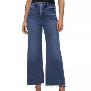 Good American Palazzo Cropped blue Jeans twisted seam
